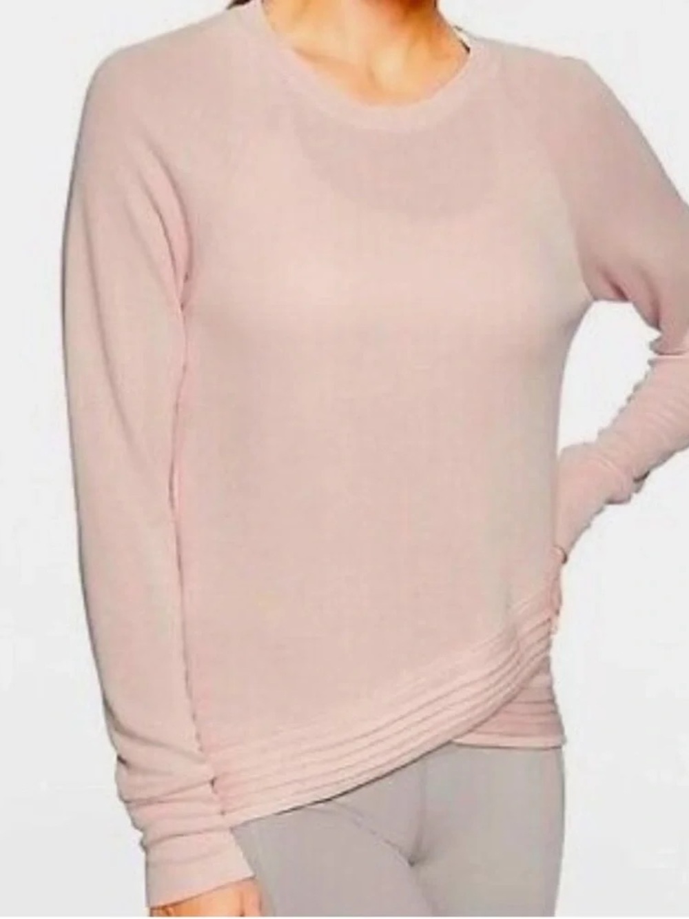 Athleta Serenity Criss Cross Sweatshirt in Soft Pink